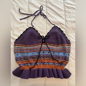 Cider Women’s Crochet Halter Top Multicolor Size 0XL